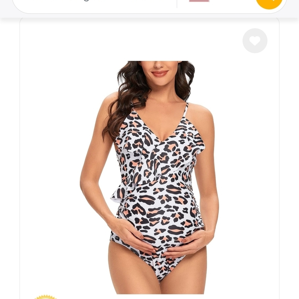 Chic Leopard Print Maternity Swimsuit